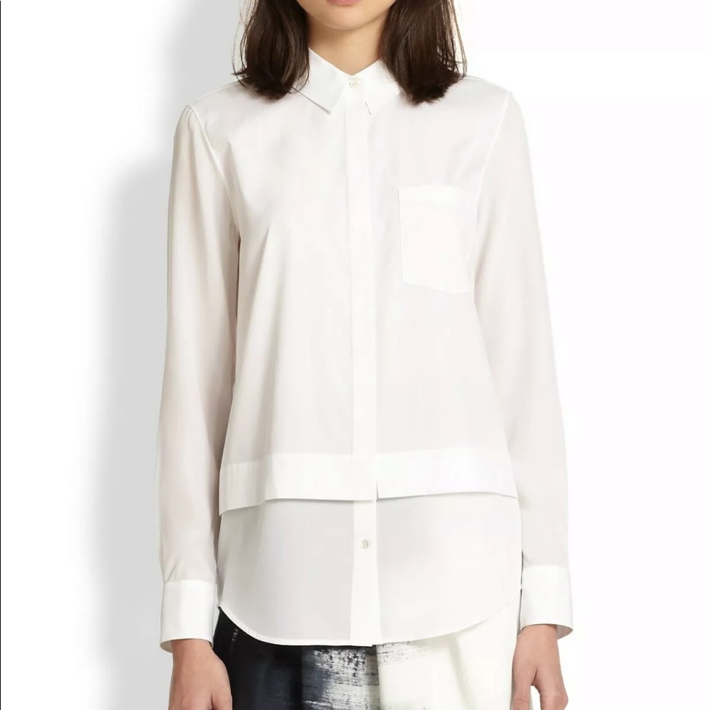VINCE Cotton & Silk Double Layered Button-up Shirt